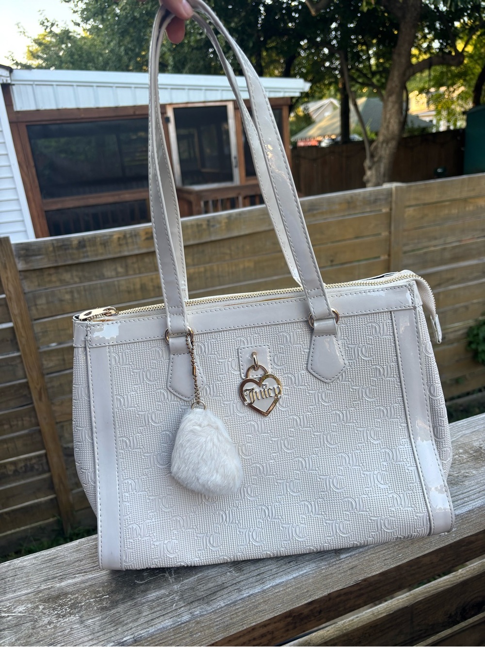 Y2K juicy couture creamy white tote purse charm